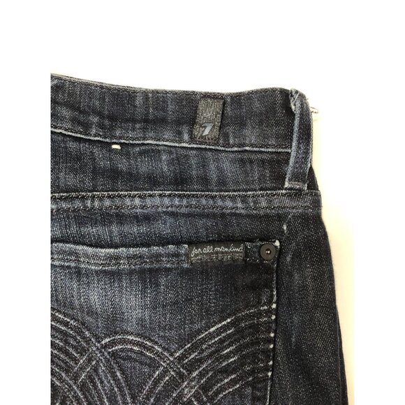 7 For All Mankind Straight Leg Flood Woman 31x28 Blue Denim Jeans Stretch - Picture 6 of 8